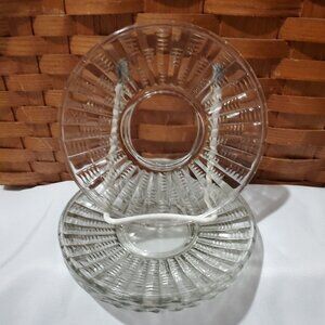 4 Early American Ribbed Glass Dessert Plates 6" Vintage EAPG Slash Ribs Clear Gl